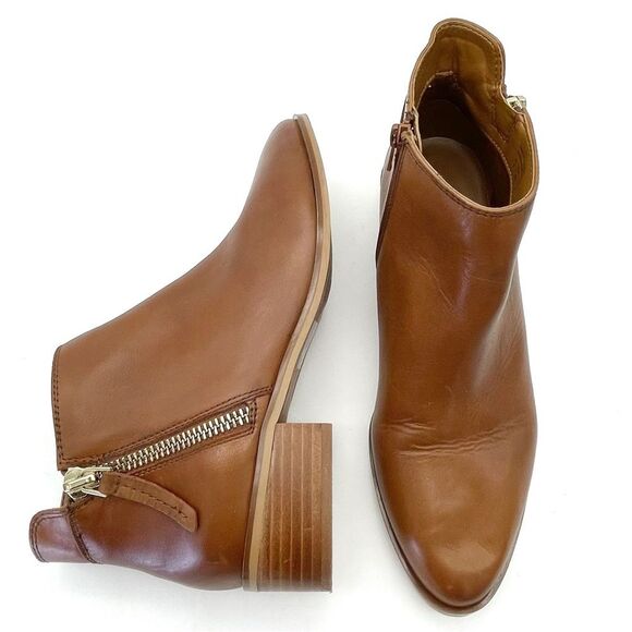 Aldo Reravia Cognac Leather Ankle Bootie Low Heel Fashion Boot Women’s Size 9 - Picture 4 of 16